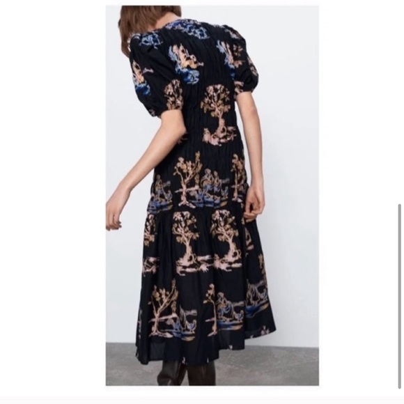 NWT Zara Elastic Trim Embroidered Dress S - Picture 4 of 9